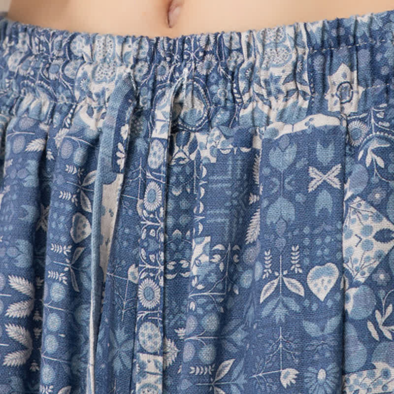 Buddha Stones Pantalon Capri fleuri bohème décontracté d'été à cordon de serrage et poches pour homme - image 10