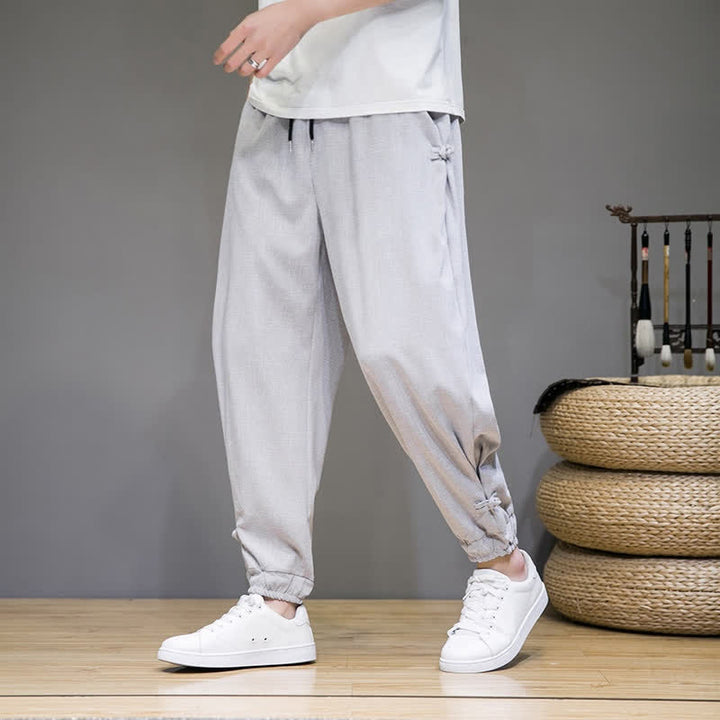 Buddha Stones Pantalon Capri uni décontracté d'été à cordon de serrage et poches pour homme - Gainsboro - US/UK/AU46, EU56 (5XL) - image 0
