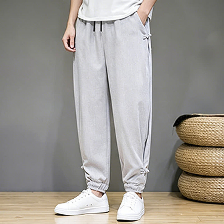 Buddha Stones Pantalon Capri uni décontracté d'été à cordon de serrage et poches pour homme - image 10