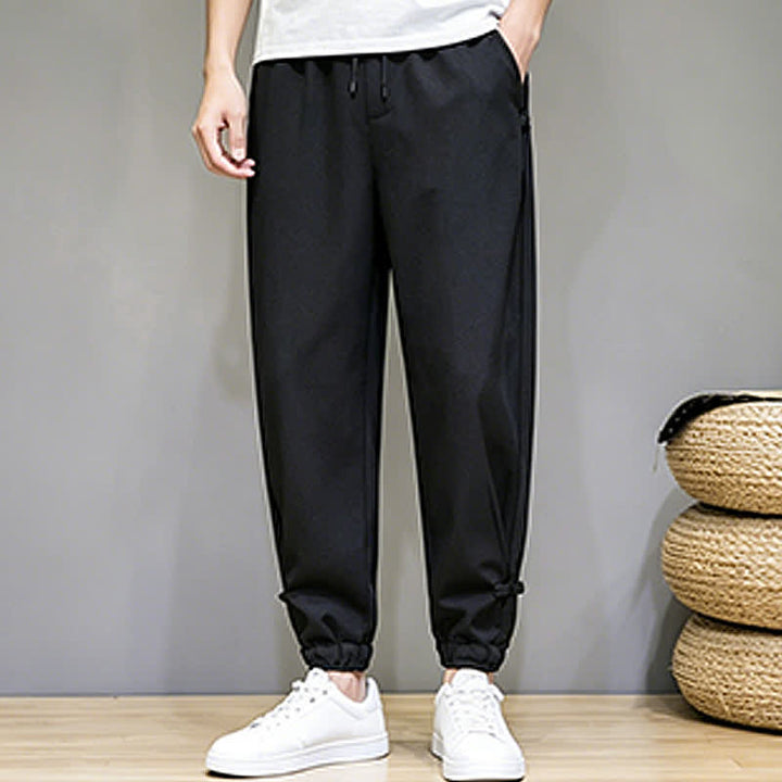 Buddha Stones Pantalon Capri uni décontracté d'été à cordon de serrage et poches pour homme - image 20