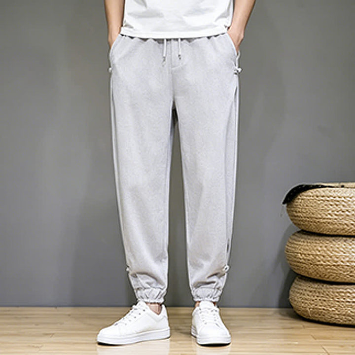 Buddha Stones Pantalon Capri uni décontracté d'été à cordon de serrage et poches pour homme - image 6