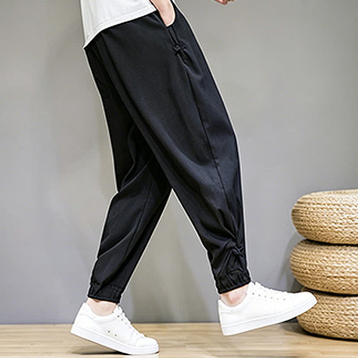 Buddha Stones Pantalon Capri uni décontracté d'été à cordon de serrage et poches pour homme - image 23