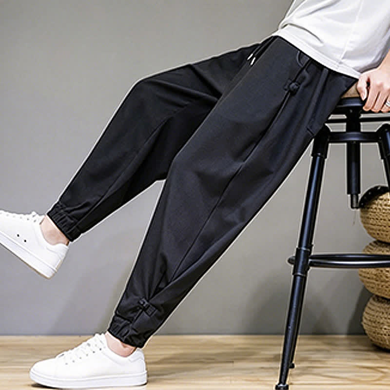 Buddha Stones Pantalon Capri uni décontracté d'été à cordon de serrage et poches pour homme - image 24