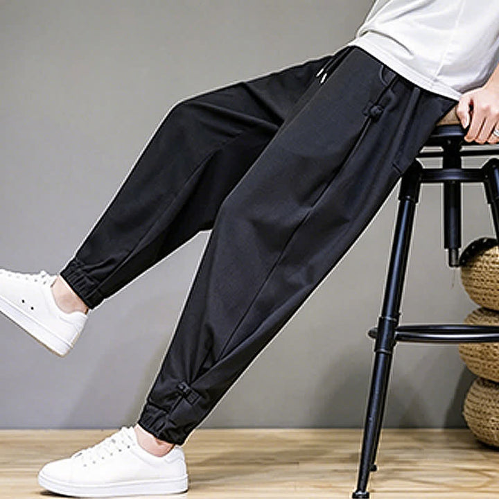 Buddha Stones Pantalon Capri uni décontracté d'été à cordon de serrage et poches pour homme - image 24