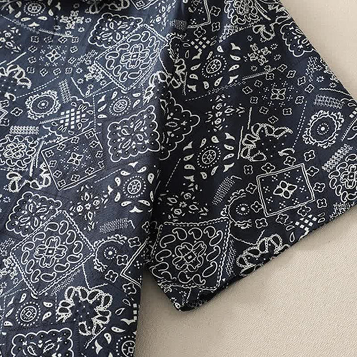 Buddha Stones Robe d'été décontractée vintage à boutons, à manches courtes et à motifs géométriques, arrivant au genou, avec poches - image 2