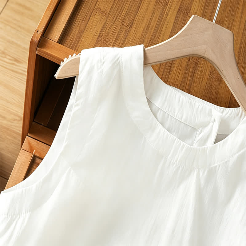 Buddha Stones Débardeur d'été minimaliste uni à dos asymétrique pour femme - image 13