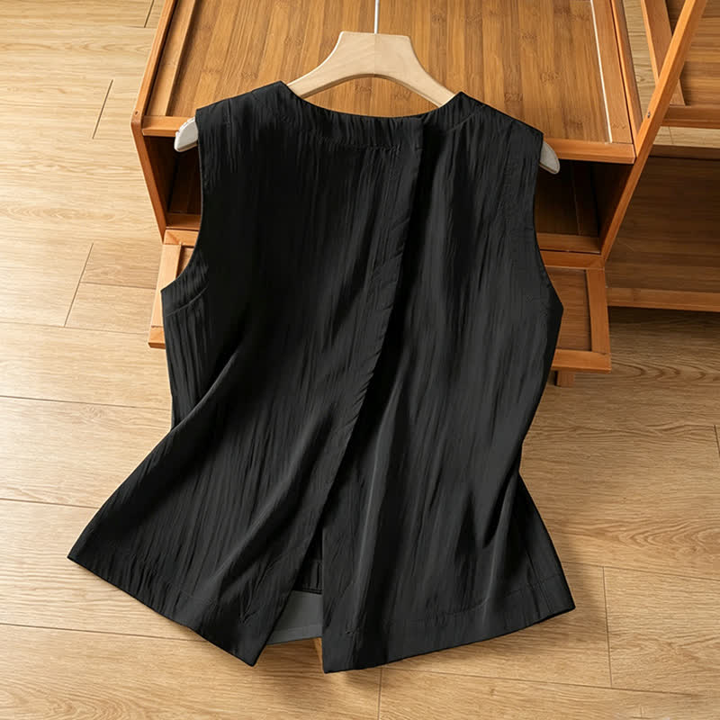 Buddha Stones Débardeur d'été minimaliste uni à dos asymétrique pour femme - image 8