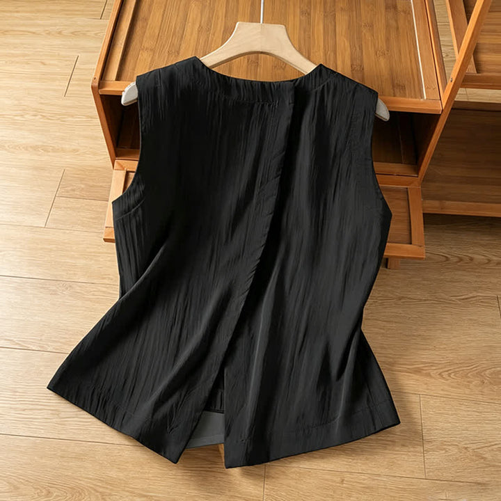 Buddha Stones Débardeur d'été minimaliste uni à dos asymétrique pour femme - image 8