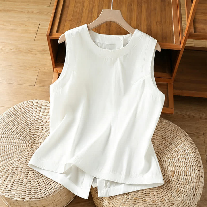 Buddha Stones Débardeur d'été minimaliste uni à dos asymétrique pour femme - Blanc - US8-10, UK/AU12-14, EU40-42 (2XL) - image 9