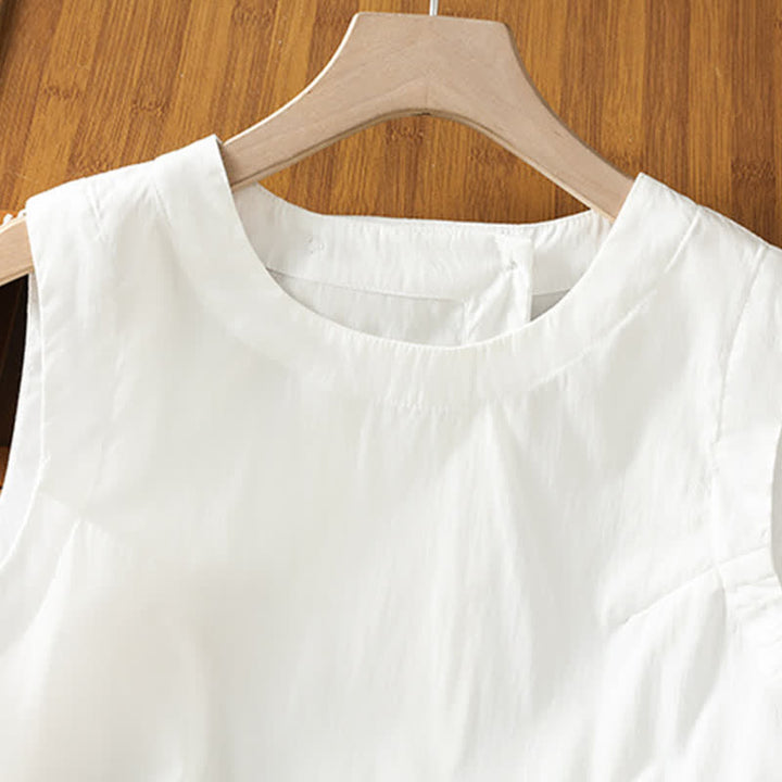 Buddha Stones Débardeur d'été minimaliste uni à dos asymétrique pour femme - image 11
