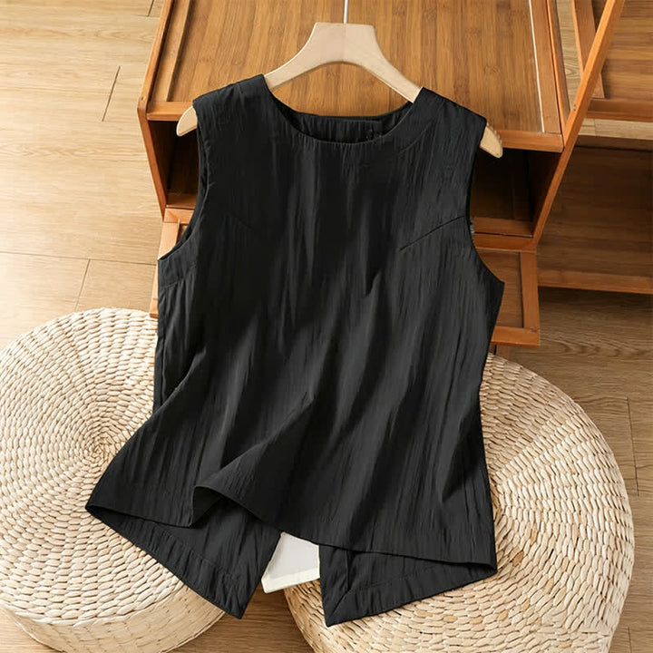 Buddha Stones Débardeur d'été minimaliste uni à dos asymétrique pour femme - Noir - US8-10, UK/AU12-14, EU40-42 (2XL) - image 7