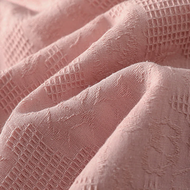 Buddha Stones Chemises à manches courtes pour femmes, style bohème d'été, brodées, à cordon de serrage, unies - image 13