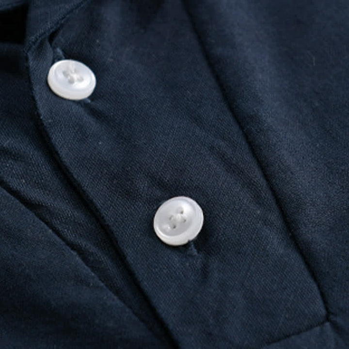 Buddha Stones Chemises d'été minimalistes décontractées à manches courtes pour hommes, boutonnées, à revers uni - image 11