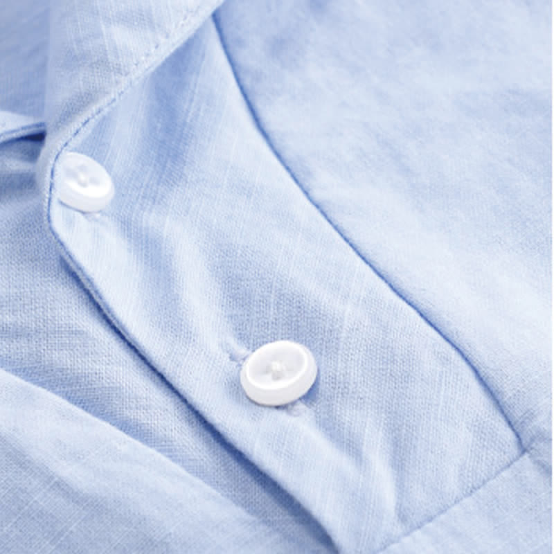 Buddha Stones Chemises d'été minimalistes décontractées à manches courtes pour hommes, boutonnées, à revers uni - image 3
