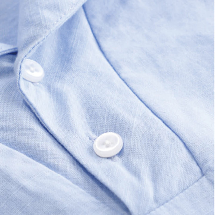Buddha Stones Chemises d'été minimalistes décontractées à manches courtes pour hommes, boutonnées, à revers uni - image 3