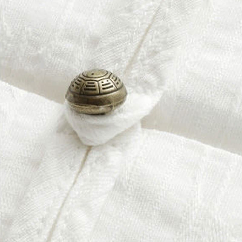 Buddha Stones Chemises d'été décontractées pour hommes, style Tang, col mandarin, boutons brandebourg, manches trois-quarts, poches - image 7