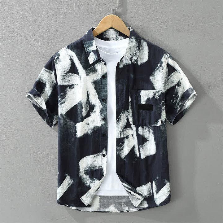 Buddha Stones Chemises d'été décontractées à manches courtes pour hommes, à boutons, avec poches et motifs abstraits. - Bleu nuit - US/UK/AU42, EU52 (3XL) - image 10