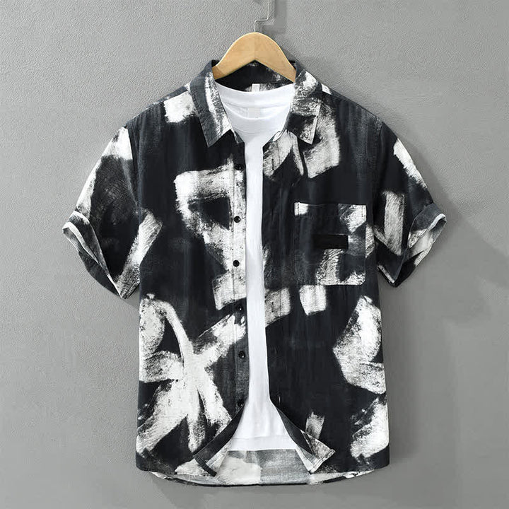 Buddha Stones Chemises d'été décontractées à manches courtes pour hommes, à boutons, avec poches et motifs abstraits. - Noir - US/UK/AU42, EU52 (3XL) - image 9