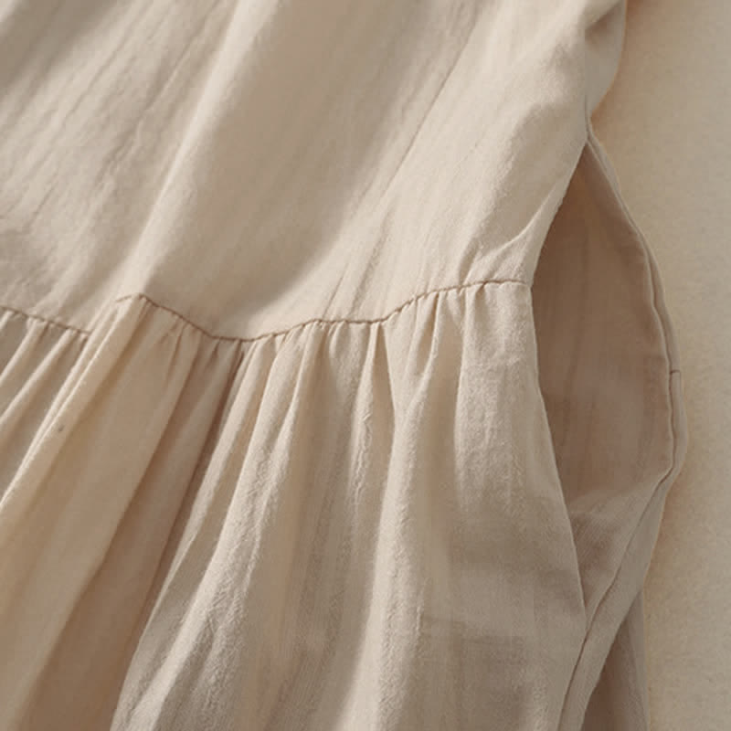 Buddha Stones Robe d'été minimaliste décontractée à col rond et manches courtes pour femme, avec poches - image 6
