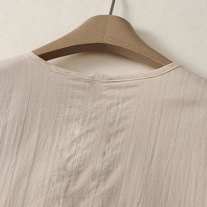 Buddha Stones Robe d'été minimaliste décontractée à col rond et manches courtes pour femme, avec poches - image 3