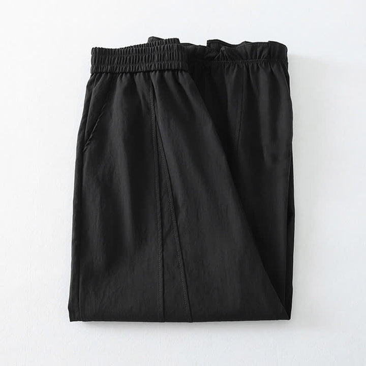 Buddha Stones Pantalon harem minimaliste d'été à ourlet volanté uni, longueur cheville, avec poches - image 8