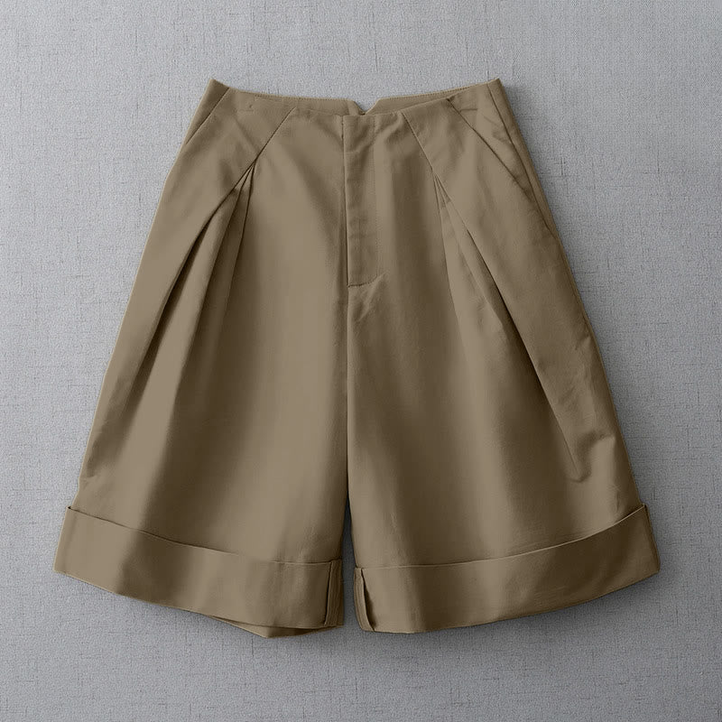 Buddha Stones Short d'été minimaliste et élégant pour femme, avec fermeture éclair et poches. - Tanné - US8-10, UK/AU12-14, EU40-42 (2XL) - image 0