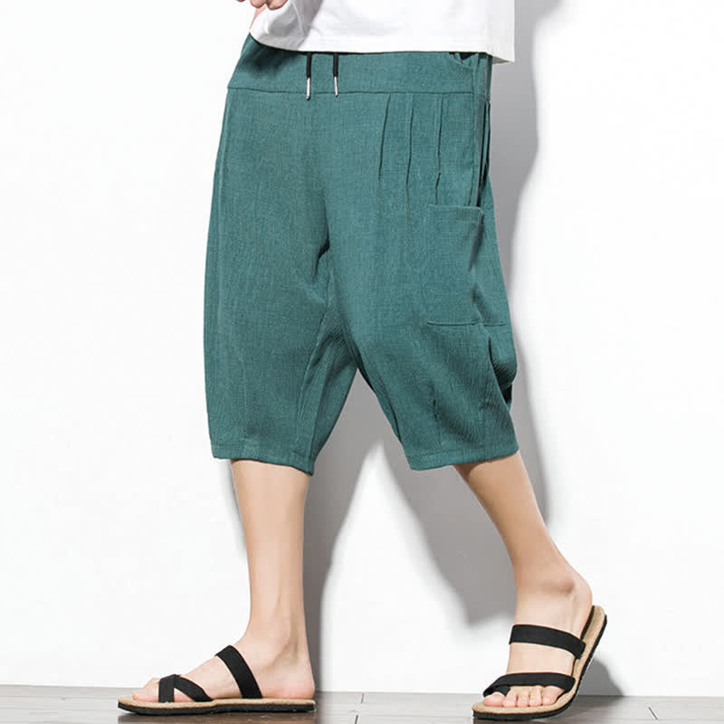 Buddha Stones Pantalon court d'été minimaliste et décontracté pour homme, avec cordon de serrage et poches. - Vert d'eau - US/UK/AU46, EU56 (5XL) - image 0