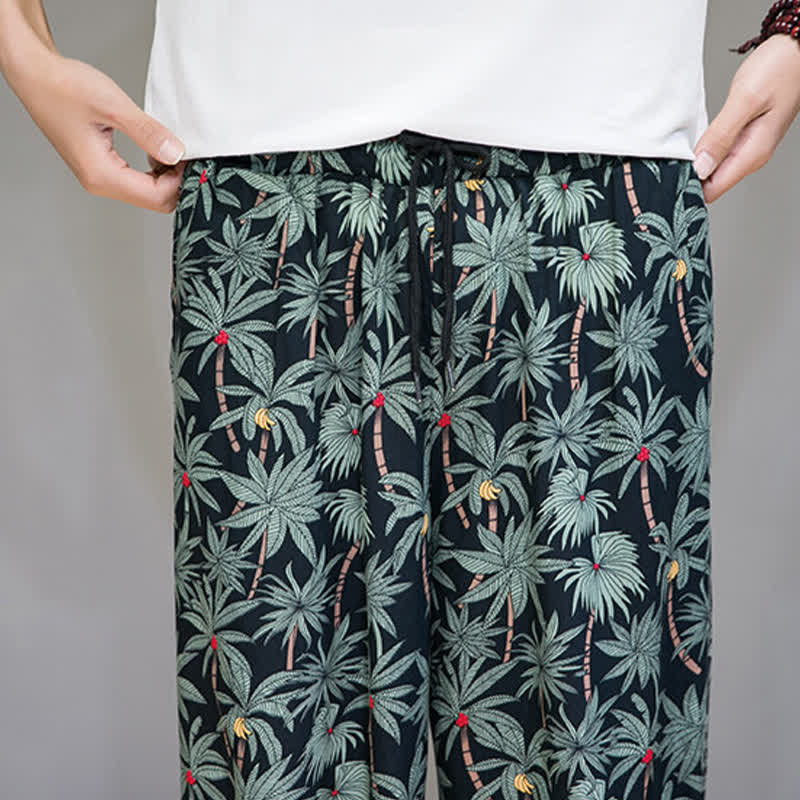 Buddha Stones Pantalon Capri fleuri bohème décontracté d'été à cordon de serrage avec poches pour homme - image 8