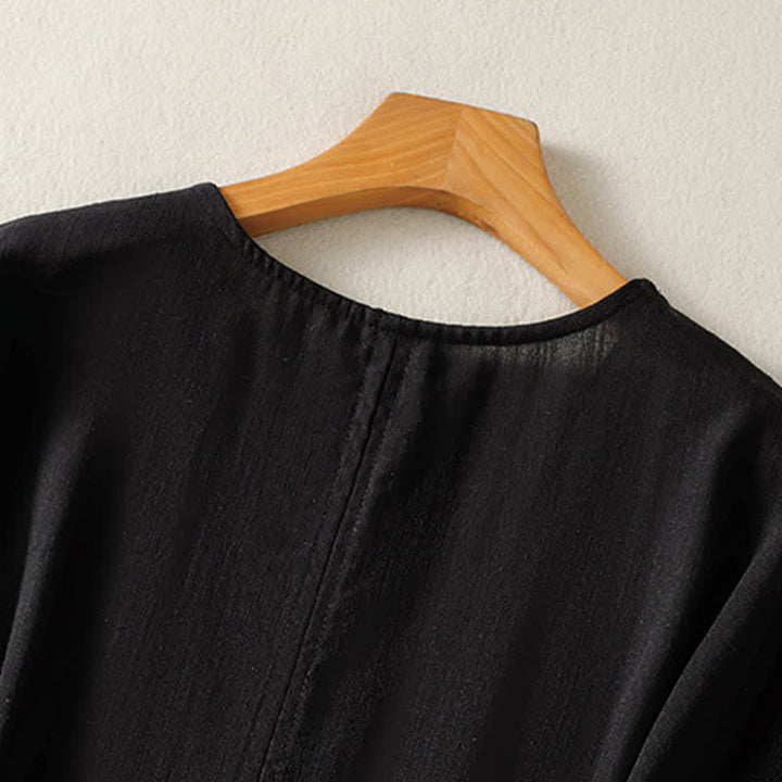 Buddha Stones T-shirts d'été minimalistes à manches courtes et col en V pour femmes - image 9