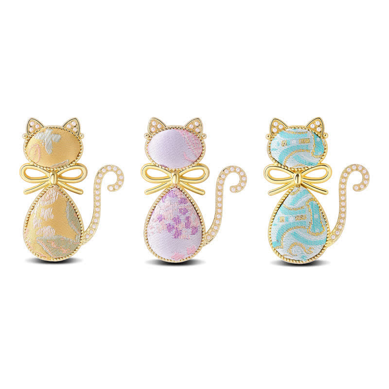 Buddha Stones Broche de pureté en brocart Pearl Song pour chat avec nœud papillon - image 0
