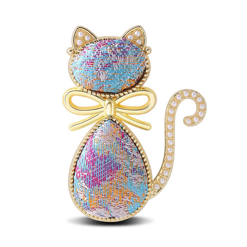 Buddha Stones Broche de pureté en brocart Pearl Song pour chat avec nœud papillon - Multicolore (même teinte – motif variable) - image 8