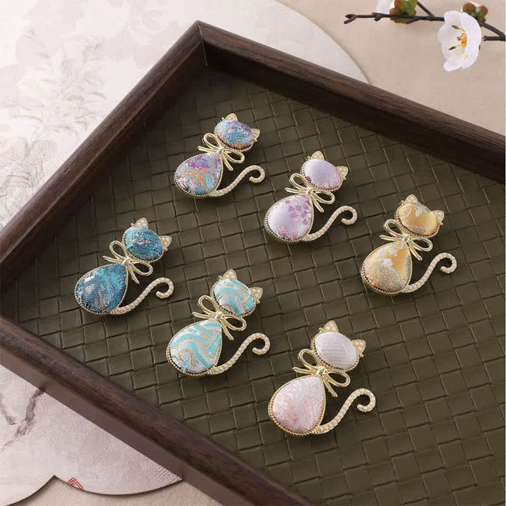 Buddha Stones Broche de pureté en brocart Pearl Song pour chat avec nœud papillon - image 2