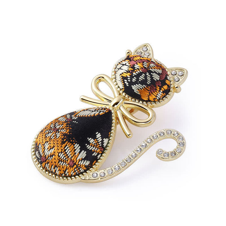 Buddha Stones Bâtonnet à cheveux style chinois Song Brocade Cat plaqué or et strass - Noir (même teinte – motif variable) - image 2