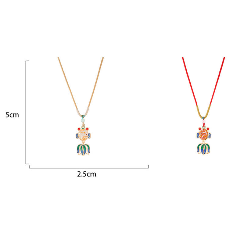 Buddha Stones Collier Guofeng - Pendentif en émail à motif de poisson koi en brocart Song - image 4
