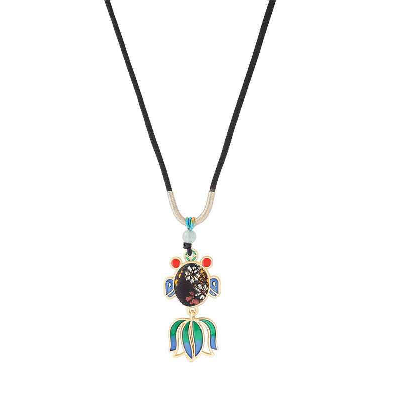 Buddha Stones Collier Guofeng - Pendentif en émail à motif de poisson koi en brocart Song - Noir (même teinte – motif variable) - image 7