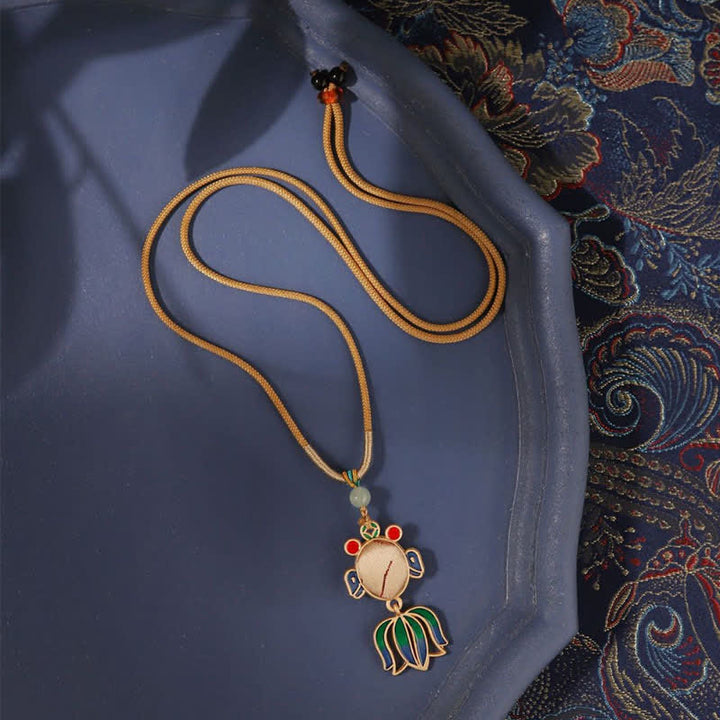 Buddha Stones Collier Guofeng - Pendentif en émail à motif de poisson koi en brocart Song - image 2