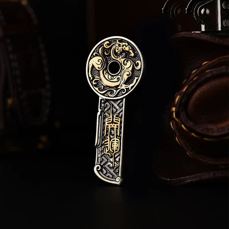 Buddha Stones Collier pendentif vintage en cuivre avec pièce de monnaie « Force du Dragon de Cuivre » - image 4
