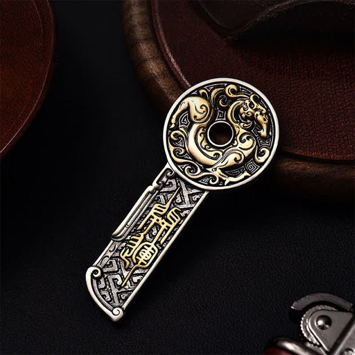 Buddha Stones Collier pendentif vintage en cuivre avec pièce de monnaie « Force du Dragon de Cuivre » - image 8