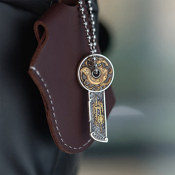 Buddha Stones Collier pendentif vintage en cuivre avec pièce de monnaie « Force du Dragon de Cuivre » - image 2