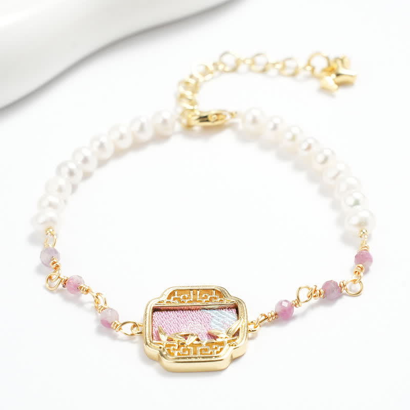 Buddha Stones Bracelet néo-chinois à breloques en brocart Pearl Purity Song - image 1