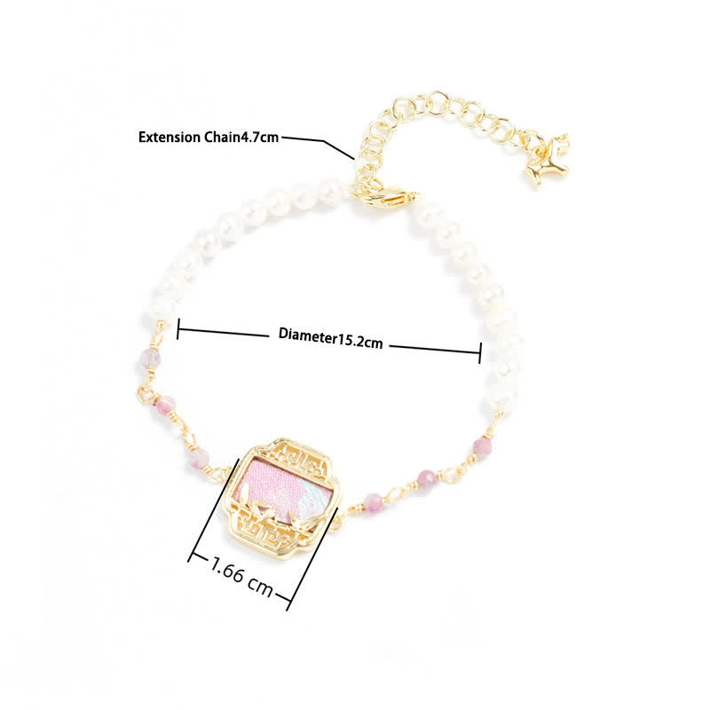 Buddha Stones Bracelet néo-chinois à breloques en brocart Pearl Purity Song - image 2