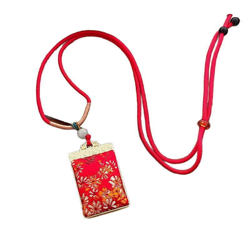 Buddha Stones Collier rectangulaire tressé à motif floral en brocart Song Harmony - image 6