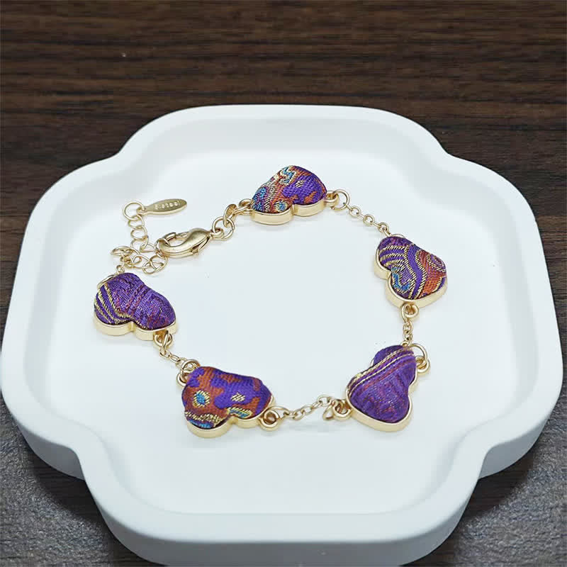 Buddha Stones Bracelet vintage chinois Song Brocart Gourde Ondulations de l'eau Porte-bonheur - Or violet (même teinte – motif variable) - image 9