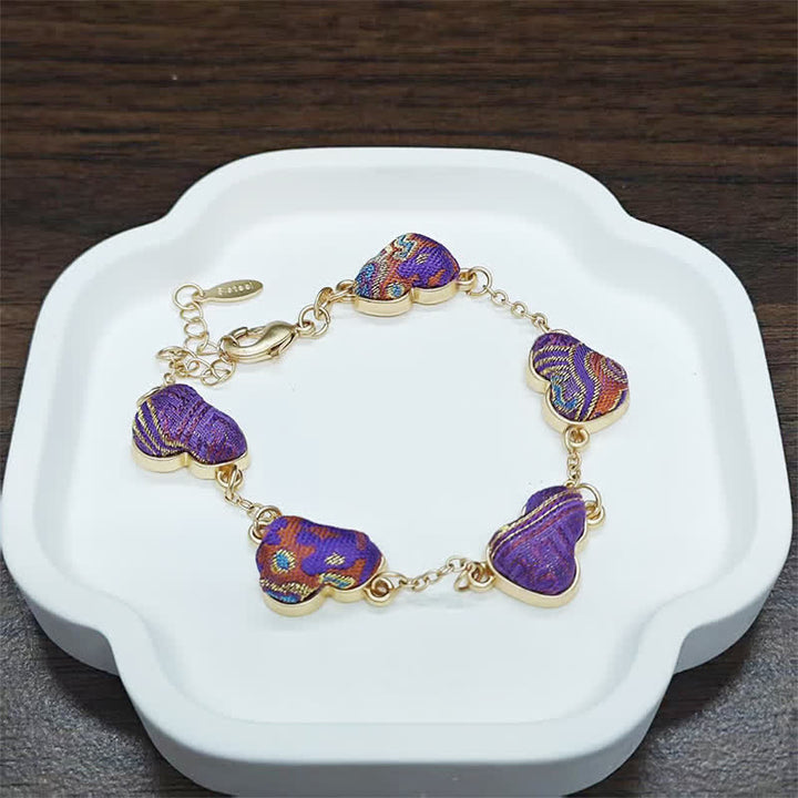 Buddha Stones Bracelet vintage chinois Song Brocart Gourde Ondulations de l'eau Porte-bonheur - Or violet (même teinte – motif variable) - image 9