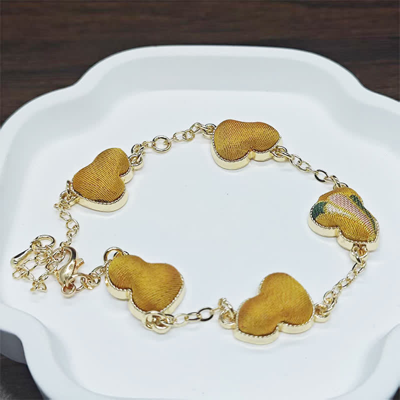 Buddha Stones Bracelet vintage chinois Song Brocart Gourde Ondulations de l'eau Porte-bonheur - Curcuma (Même teinte – motif variable) - image 10