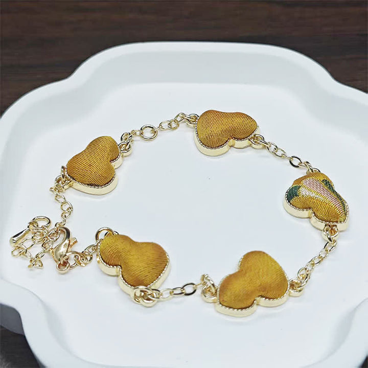 Buddha Stones Bracelet vintage chinois Song Brocart Gourde Ondulations de l'eau Porte-bonheur - Curcuma (Même teinte – motif variable) - image 10