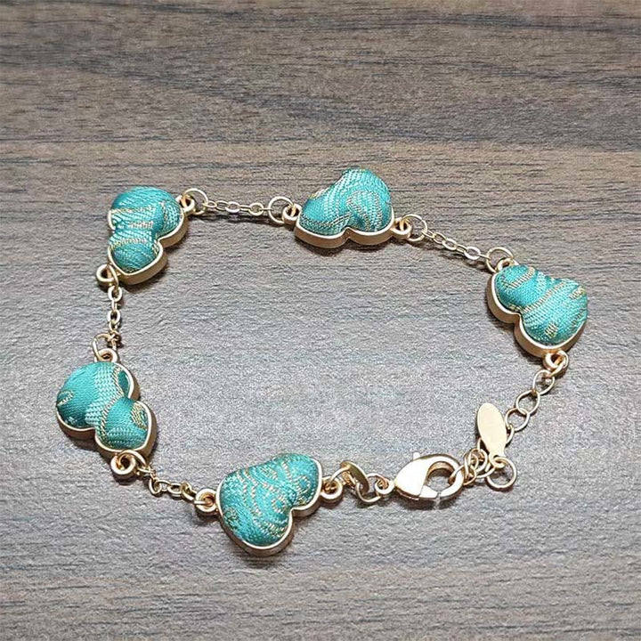 Buddha Stones Bracelet vintage chinois Song Brocart Gourde Ondulations de l'eau Porte-bonheur - Bleu lac (Même teinte – motif variable) - image 8