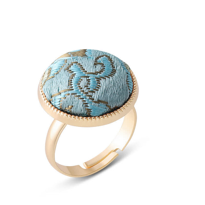 Buddha Stones Bague ronde élégante brodée en brocart Song - image 13