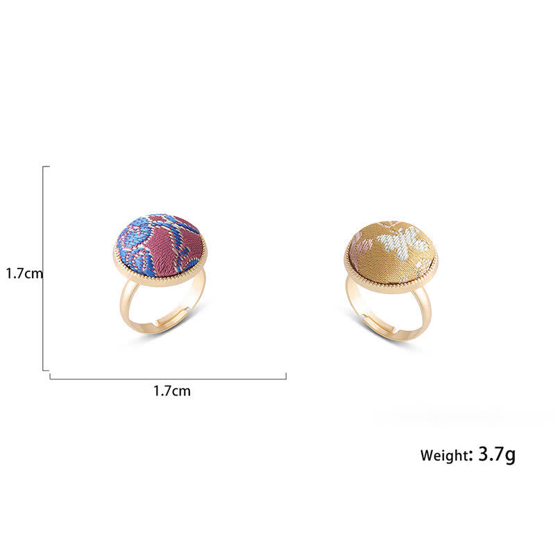 Buddha Stones Bague ronde élégante brodée en brocart Song - image 18