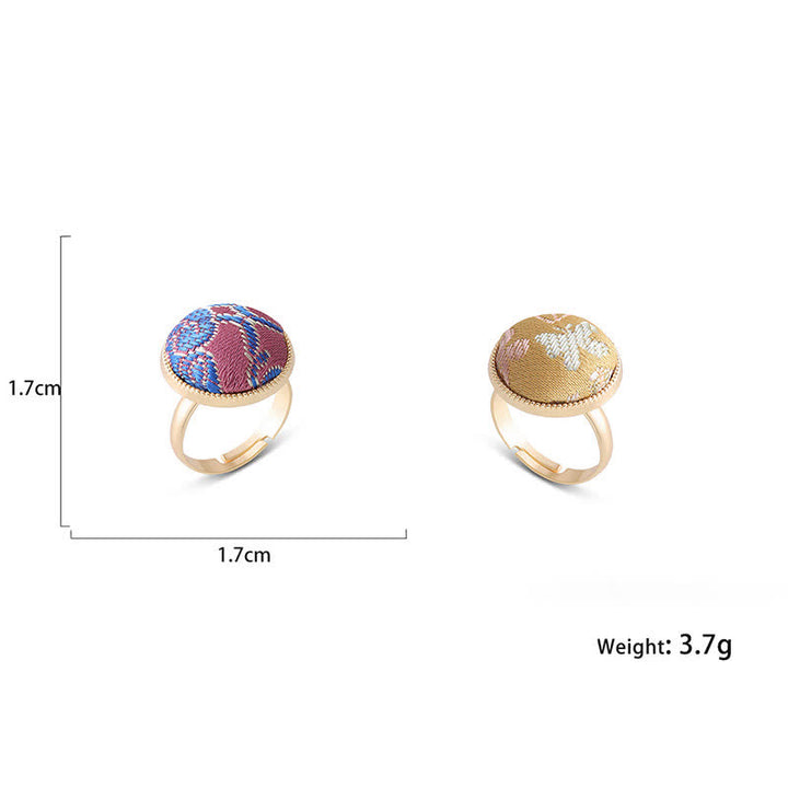 Buddha Stones Bague ronde élégante brodée en brocart Song - image 18